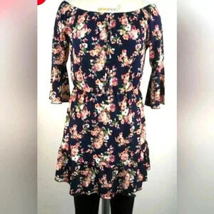 Floral Bell Sleeve Mini Women's Off Shoulder Dress Size 2X